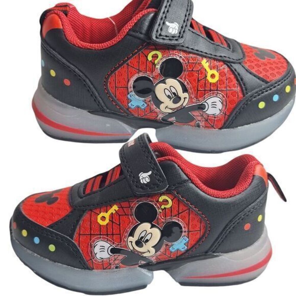 MICKEY Boys Light-Up Shoes Sneakers Toddlers Size 7 (15 Cm) New color‎ Red Black
